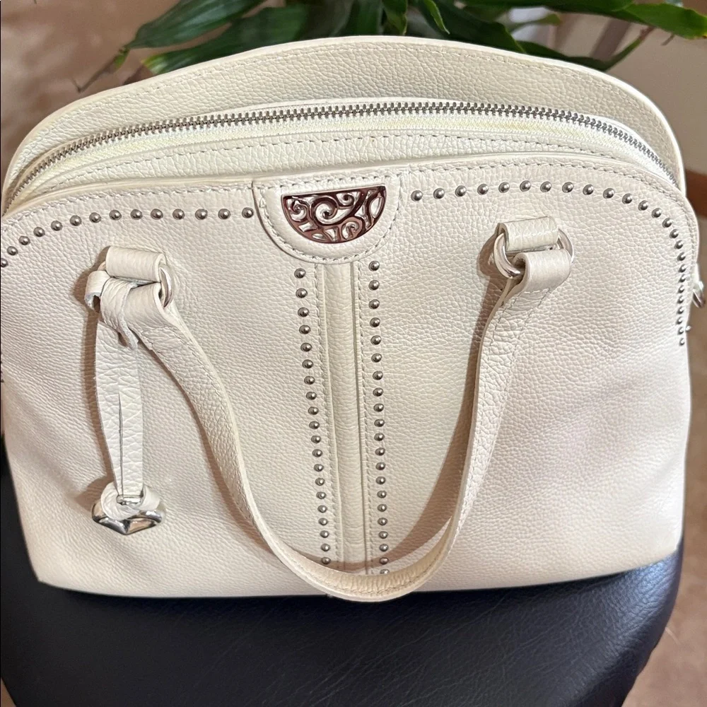 Brighton leather Cream Satchel with Heart Charm